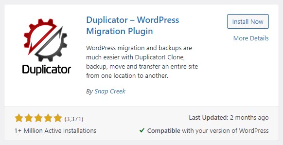 Duplicator plugin