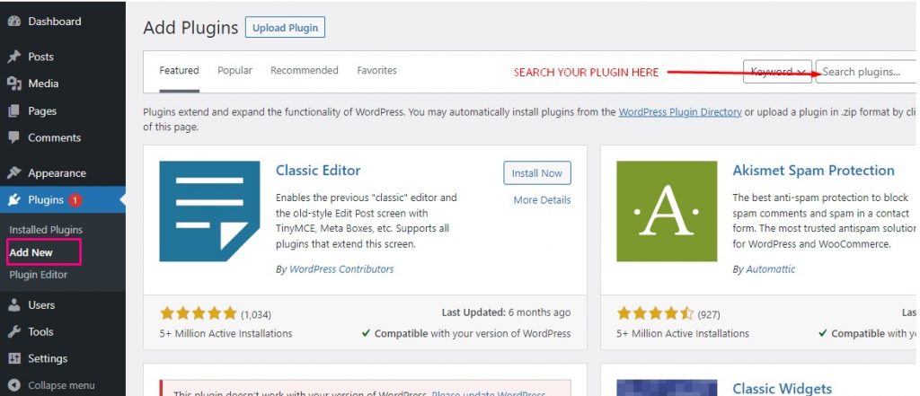 Install a wordpress plugin